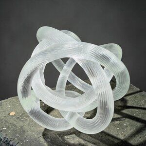 Italian Glass Clear Sculpture Twisted Rope Knot Paperweight Infinity Knot Glass
